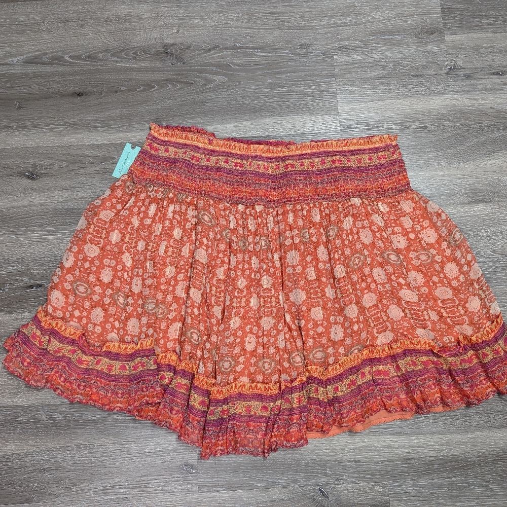 Bohemian Orange Floral Skirt